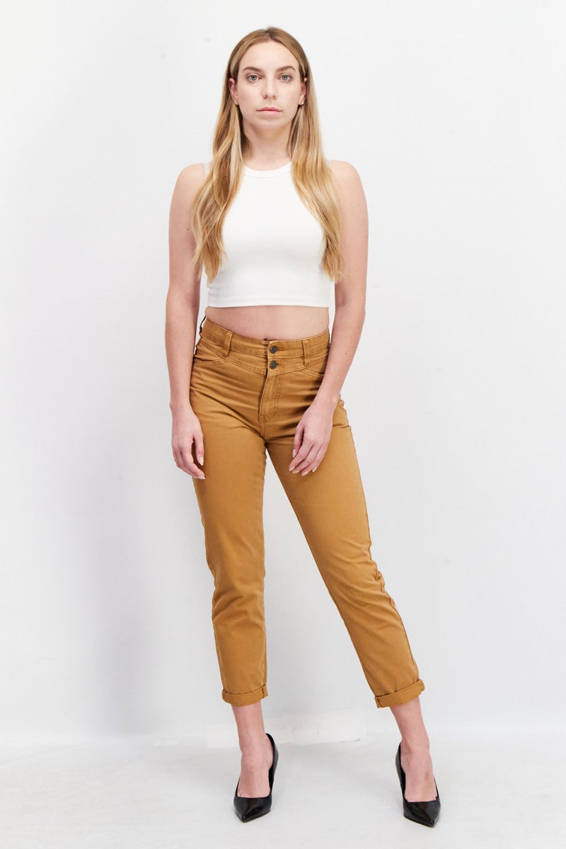 EDC Women Regular Fit Solid Chino Pants, Light Brown - Image 4